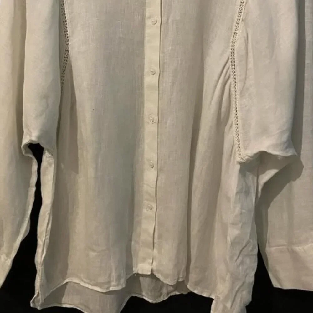 ZARA OVERSIZED SHIRT loose fit 100% linen Size L 3466/270/250 - Picture 3 of 6
